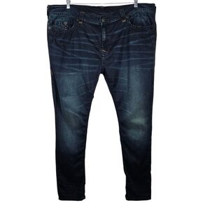 True Religion ROCCO Relaxed Skinny Dark Blue Denim Jeans Mens Size 46